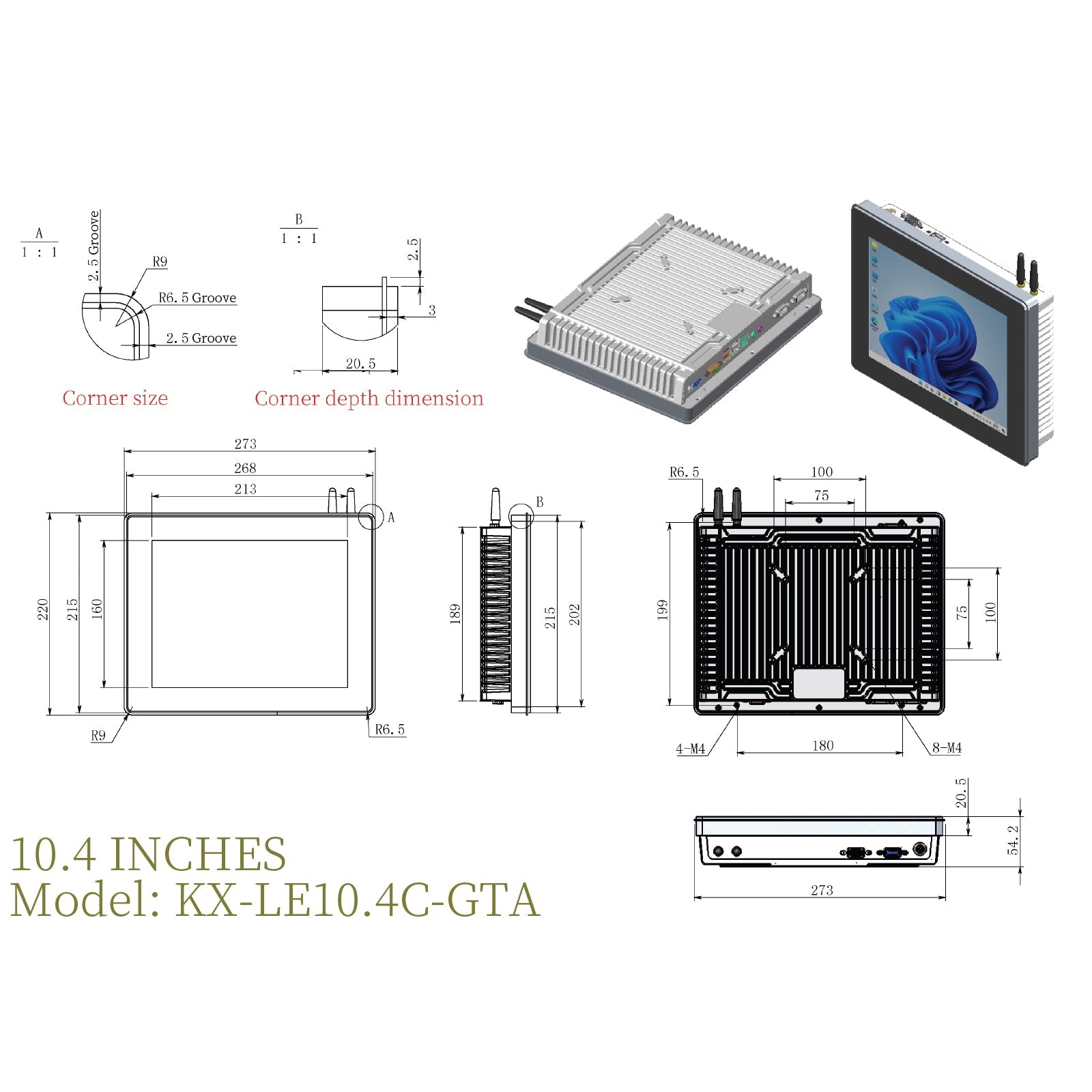 Front Mount Industrial Panel PC Capacitive Touch Fully Enclosed