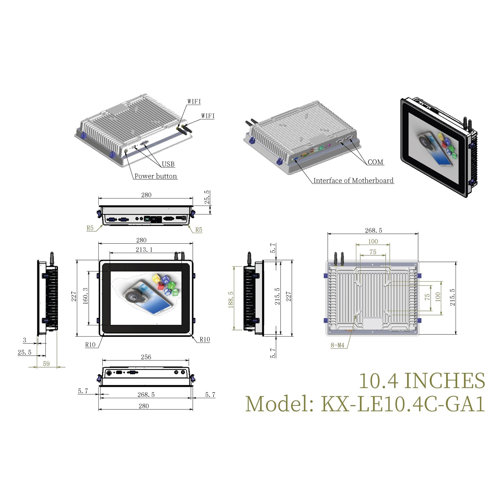 Open Frame Capacitive Touch Industrial Panel PC with Fully Enclosed Rear Case