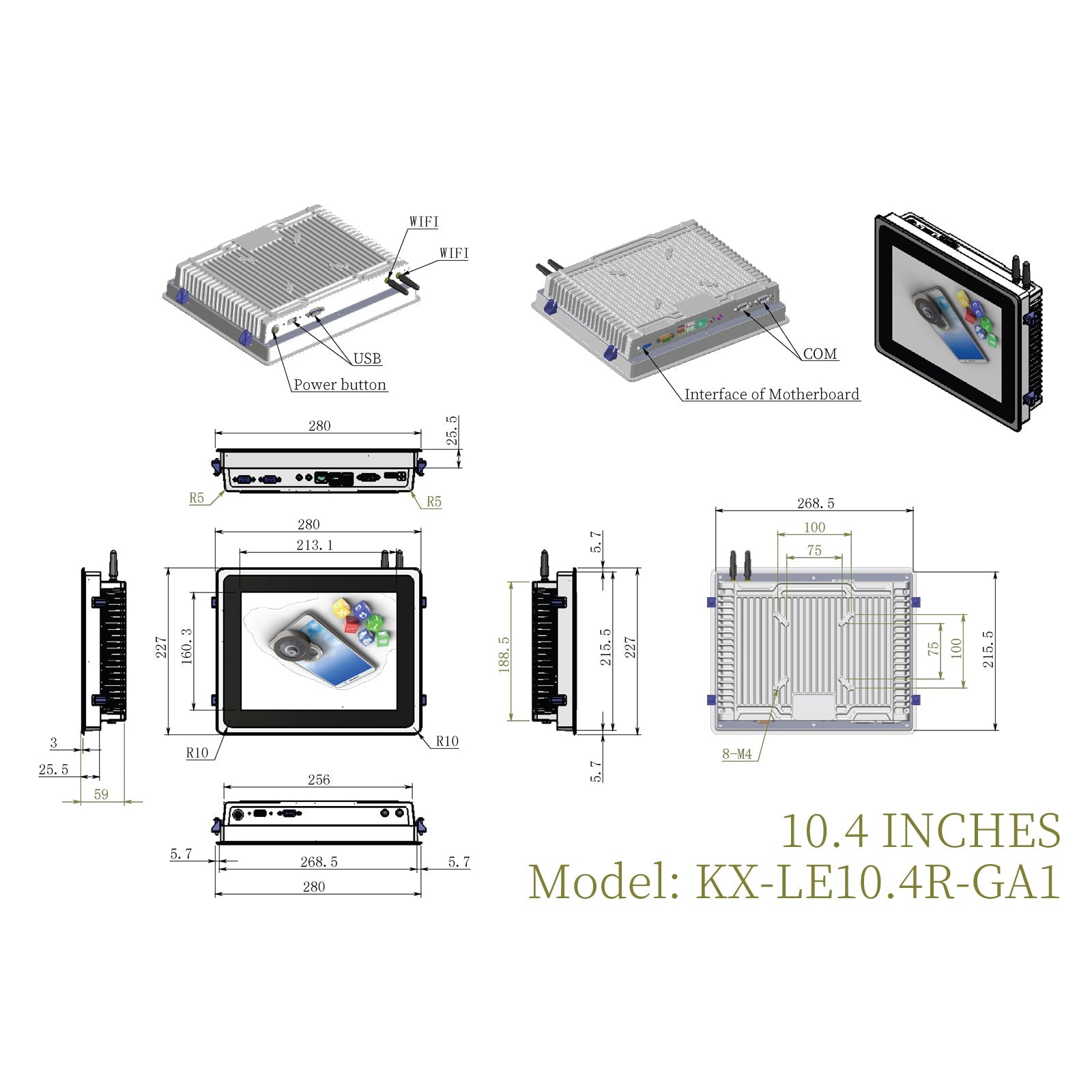 Open Frame Industrial Panel PC Resistive Touch Fully Enclosed