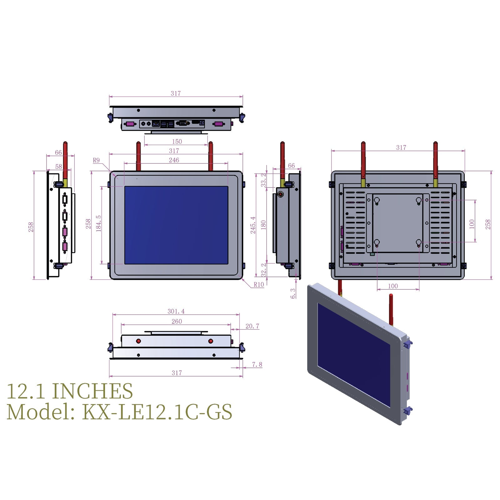 Open Frame Industrial Panel PC Capacitive Touch with Metal Rear Cover