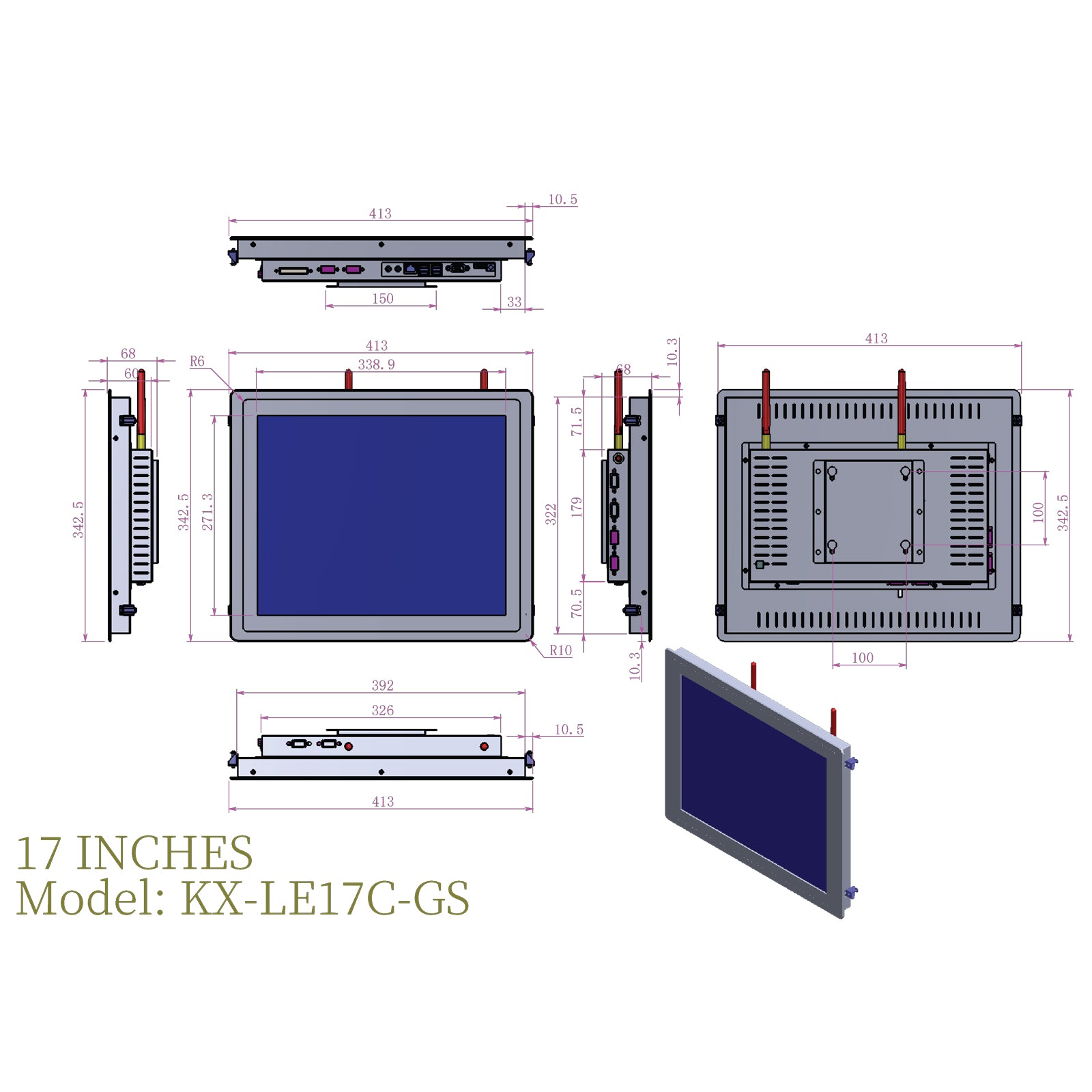 Open Frame Industrial Panel PC Capacitive Touch with Metal Rear Cover