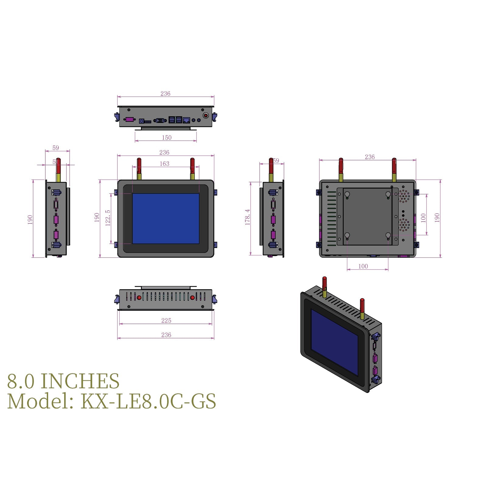 Open Frame Industrial Panel PC Capacitive Touch with Metal Rear Cover